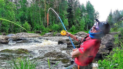 В ЯМЕ ОПЯТЬ ТОННА РЫБЫ! ПОПРОБУЙ ВЫТАЩИ! Рыбалка на горной реке у водопада ч.1