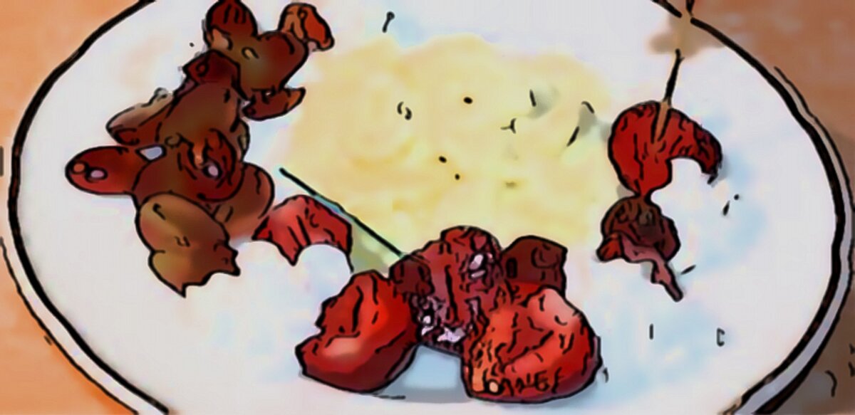 Клецки творожные с клубникой и виноградом