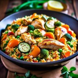 Овощной плов с курицей или говядиной