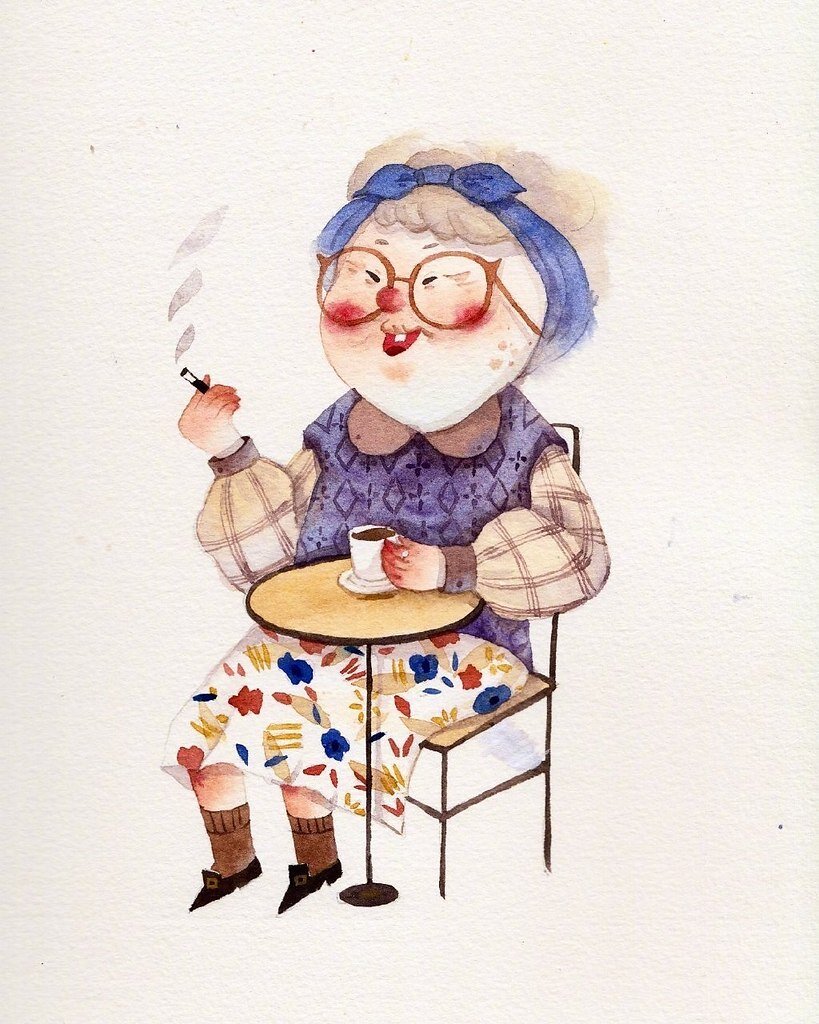 С днем рождения бабушке смешные. Бабушка акварель. Открытка для бабушки. Веселые старушки. Старушка рисунок.