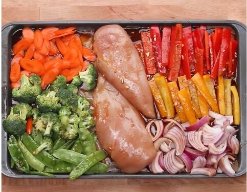 Как приготовить Куриная грудка запеченная в духовке с овощами просто рецепт пошаговый
