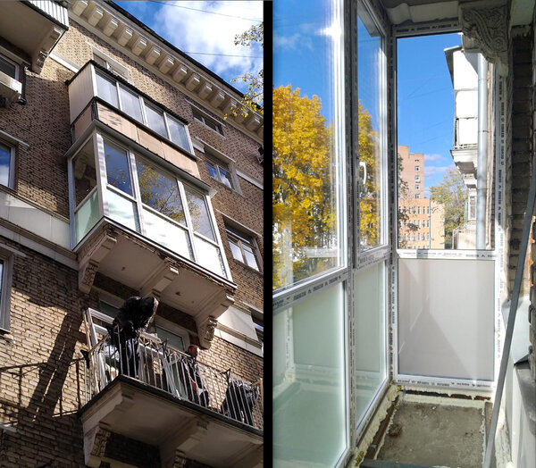 Остекление балкона в Москве. Конструктив - Юрий Лебедев, исполнение - "Штайнер"