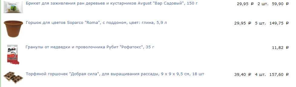 скриншот из корзины