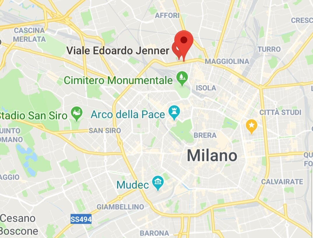 Это карта Милана, показывающая удаленное расположение улицы Jenner