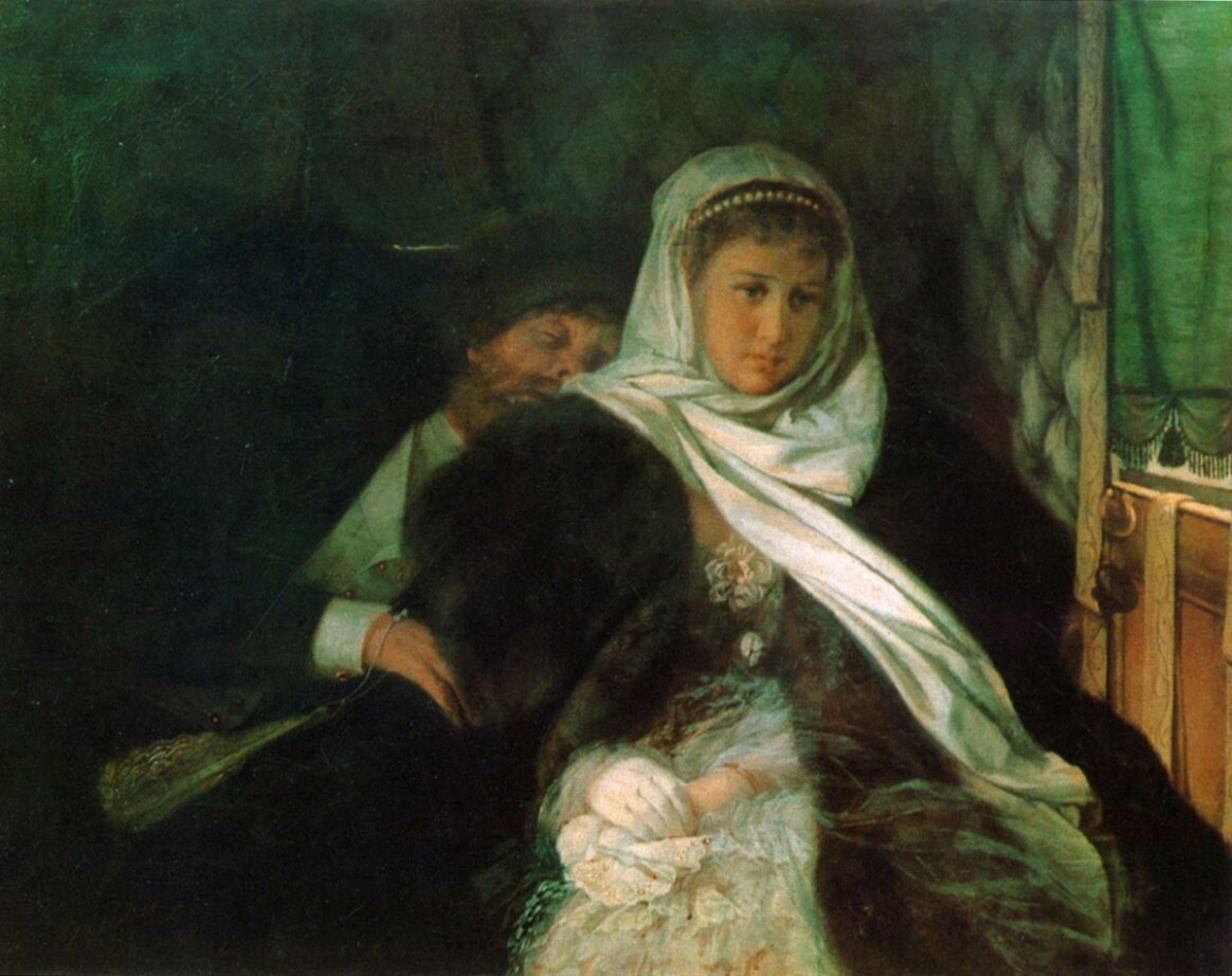 "Возвращением с бала", Фирс Журавлёв, 1868, из частной коллекции