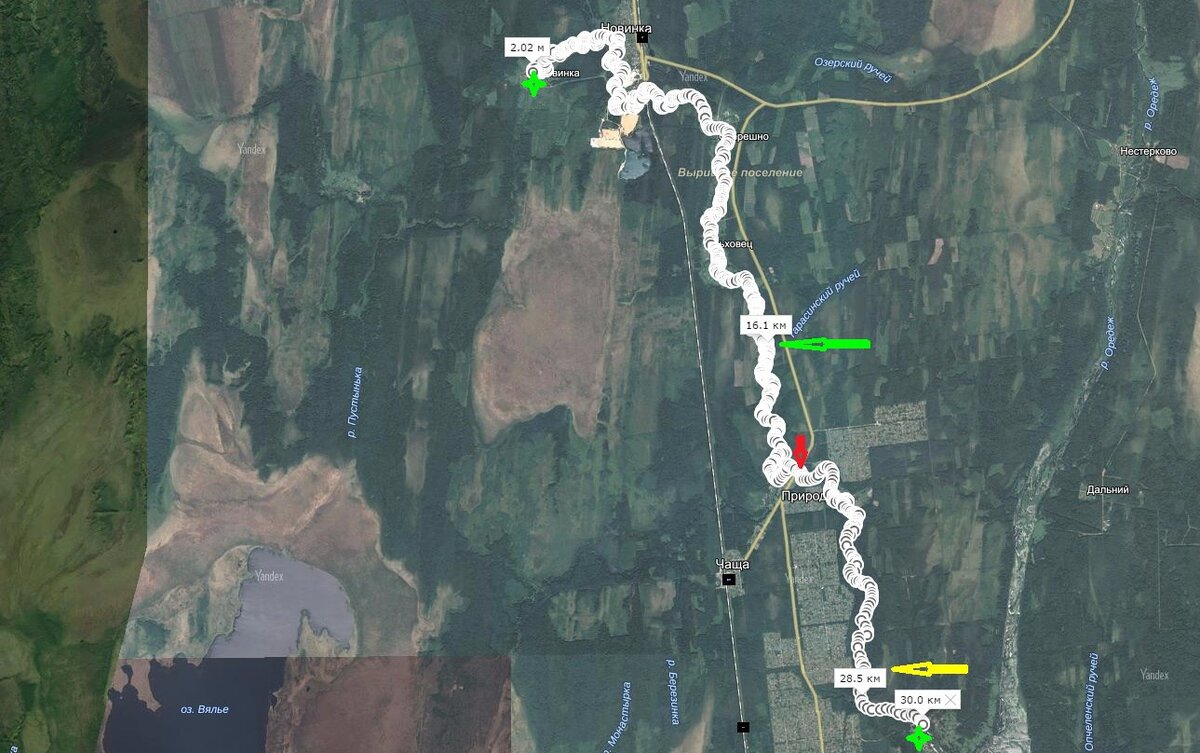 Схема маршрута с полным указание ключевых точек.