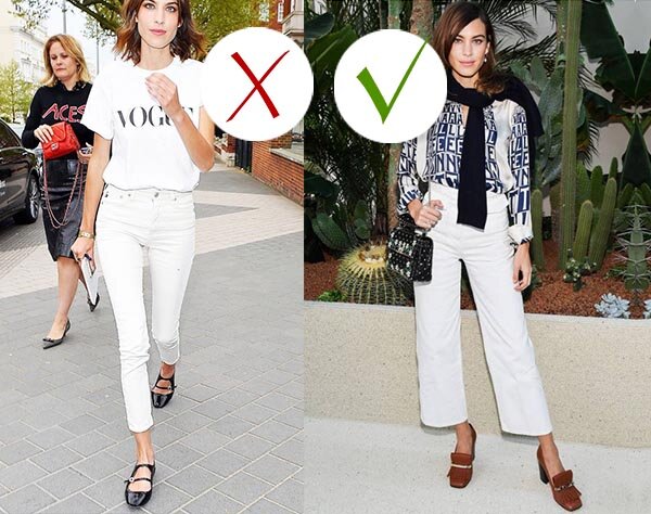 Алекса Чанг в белых брюках