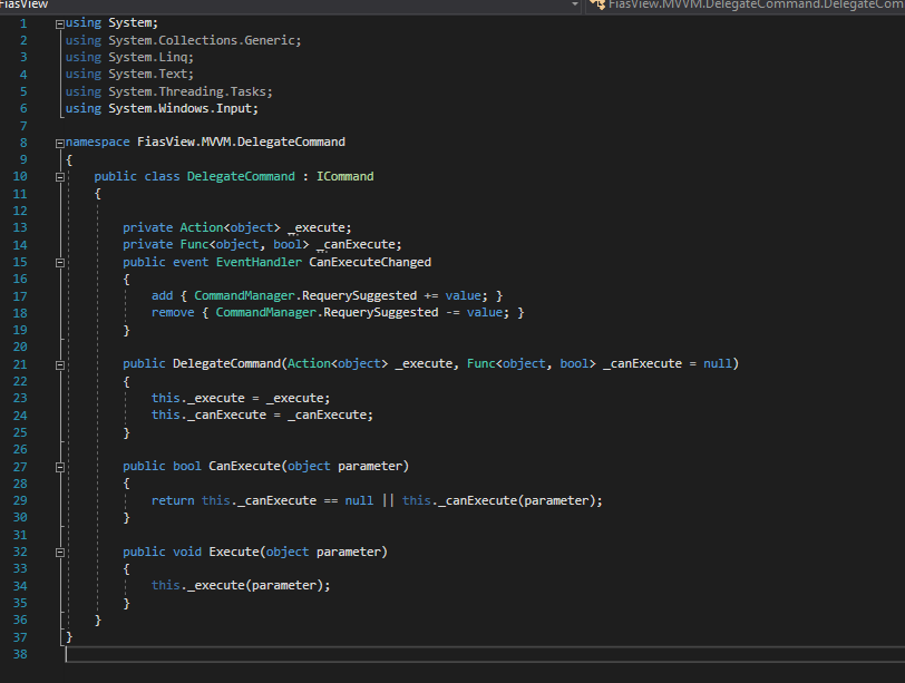 DelegateCommand Class