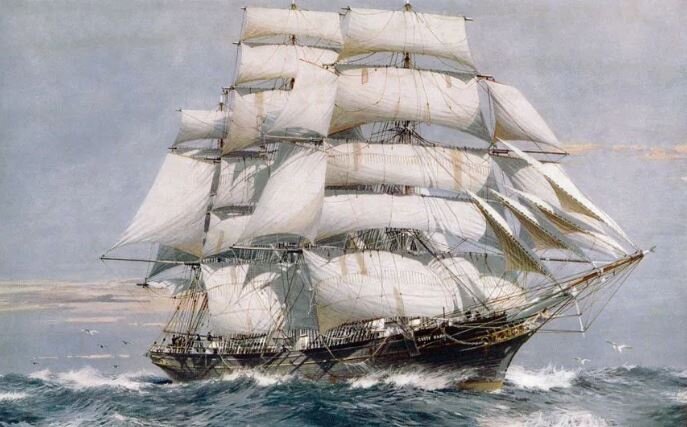 Знаменитый чайный клипер Кати Сарк. На нём надо было посылку отправлять, давно бы уже дошла.