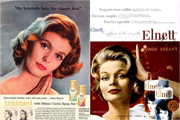 Реклама лака для волос 50-х годов.