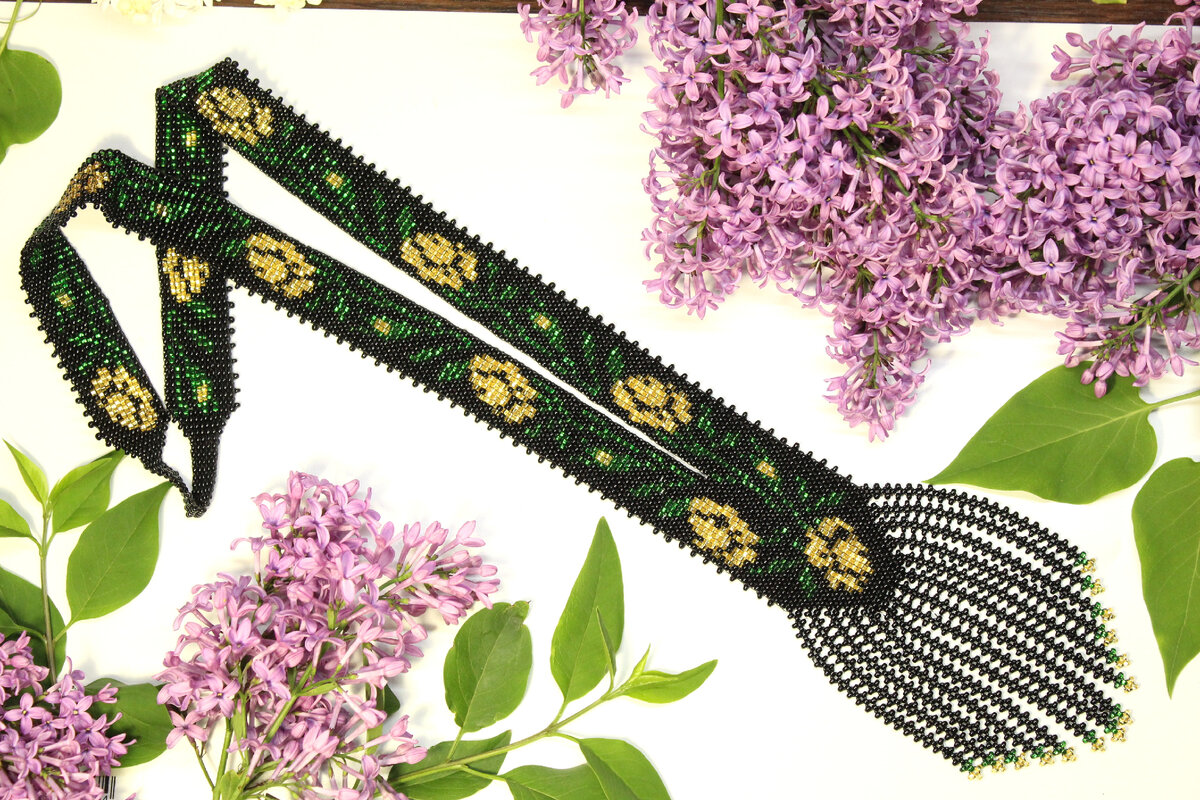 Гердан "Золотые розы", ручная работа