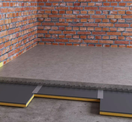 Пример укладки шумоизоляции под слоем стяжки