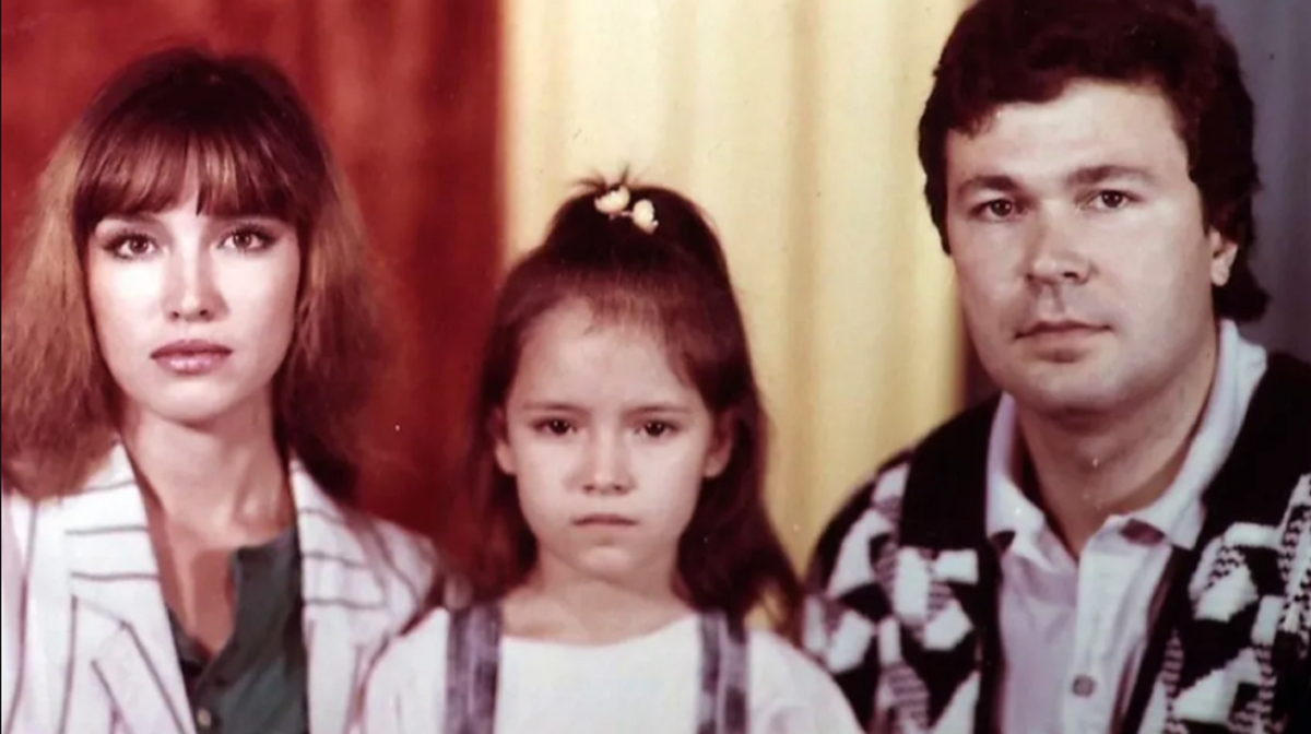Анна Самохина с Александрой и её отцом