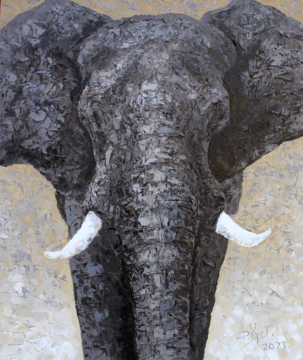 Дмитрий Кустанович. Слон, 130х110 см, 2023