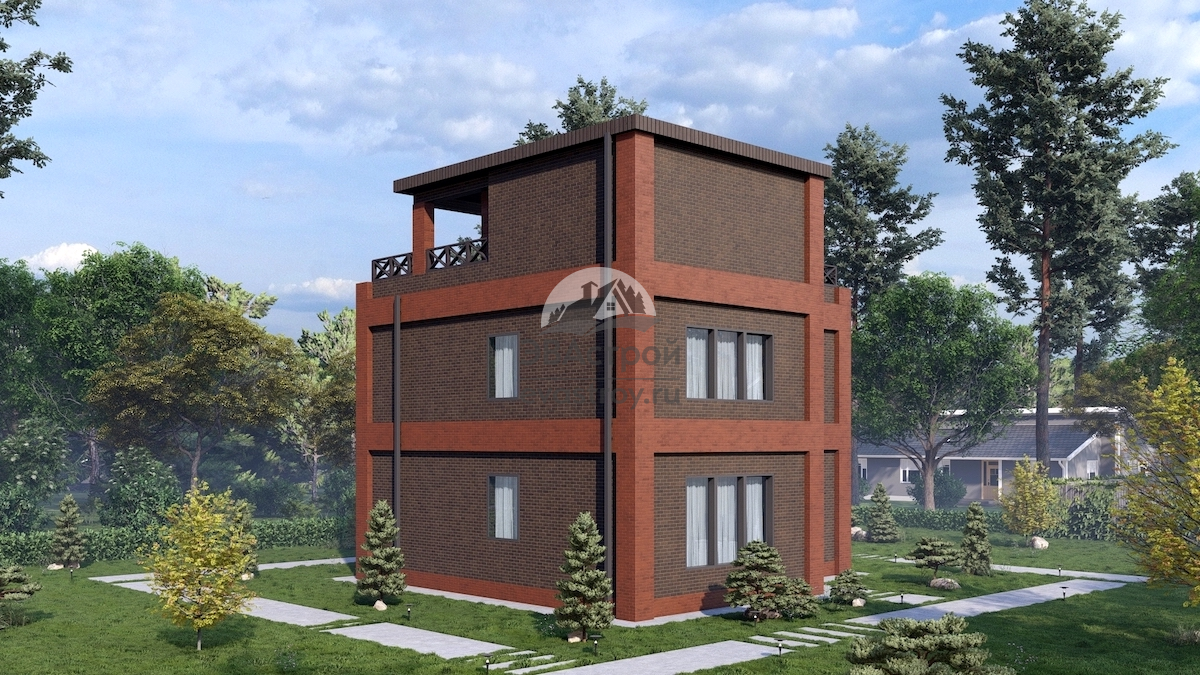 Проект двухэтажного жилого дома 232 м2 на две семьи - П221