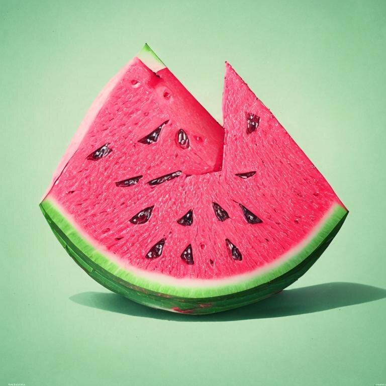 Результат генерации по запросу "ломтик арбуза", "Кандинский" 2.1