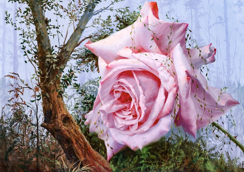 Художник Алексей Антонов "Роза на фоне леса"