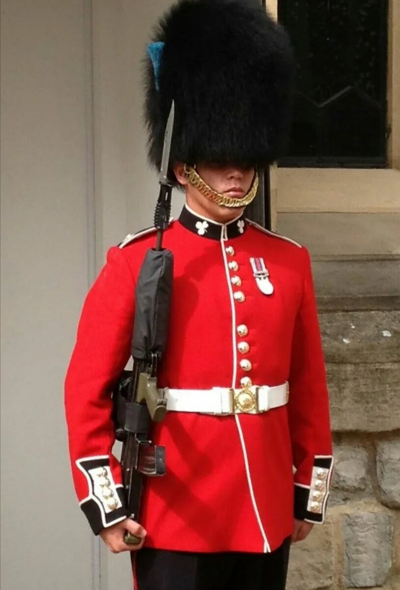 (Фото источник - интернет). Гвардеец английской армии на посту с SA80. 