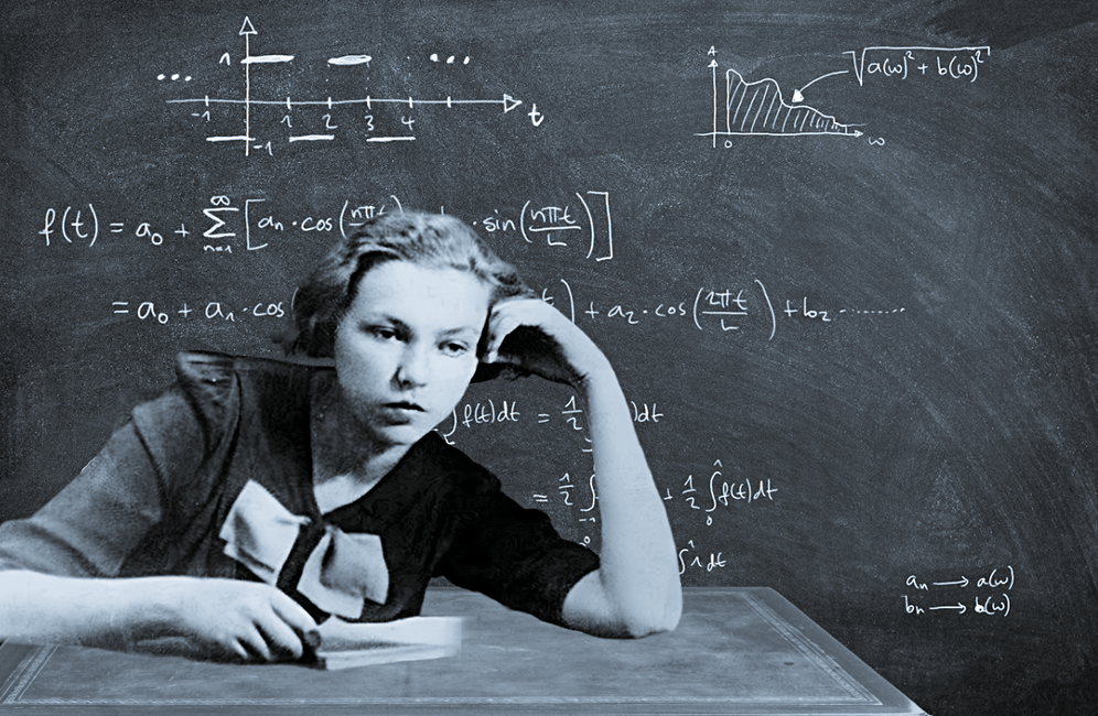 Героиня повествования "грызёт гранит науки".