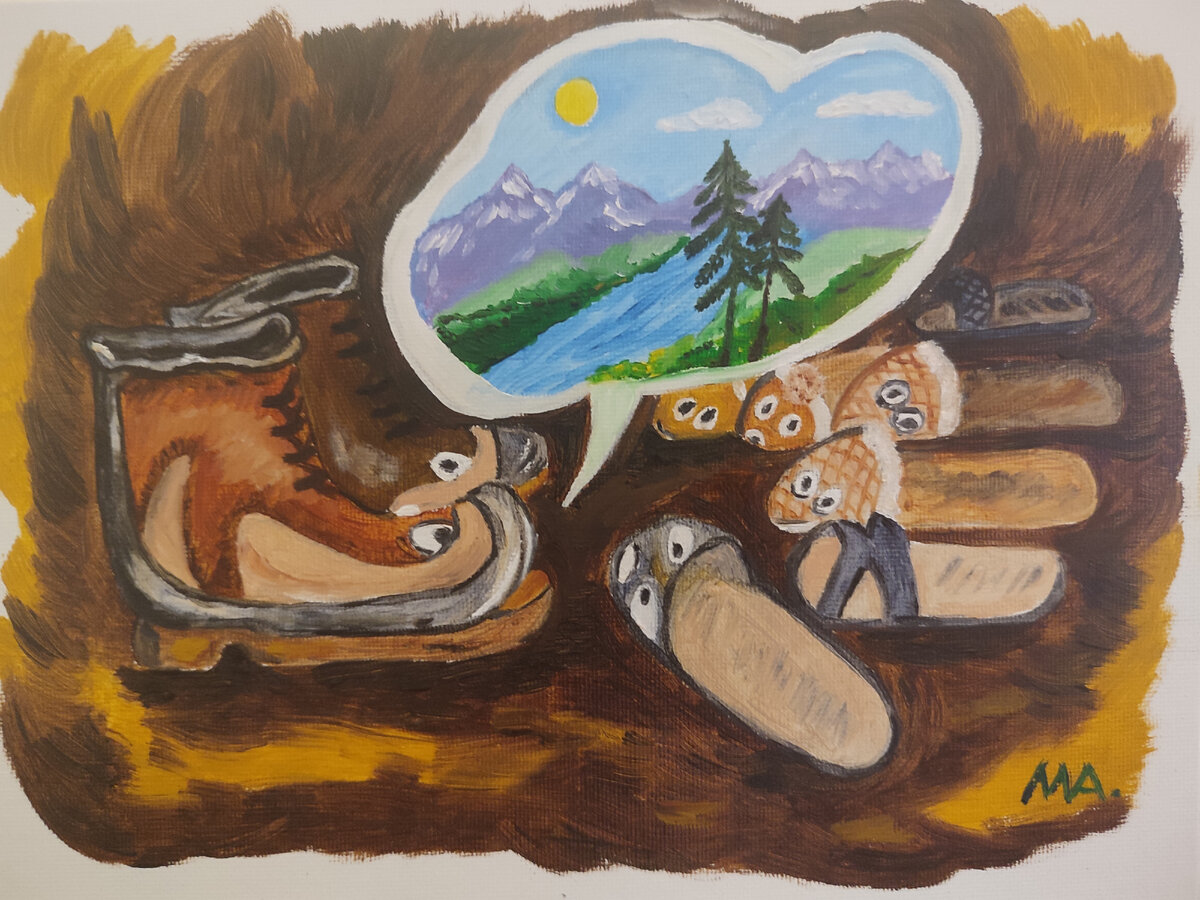 "Интересный разговор", холст, масло. Фото и работа автора.