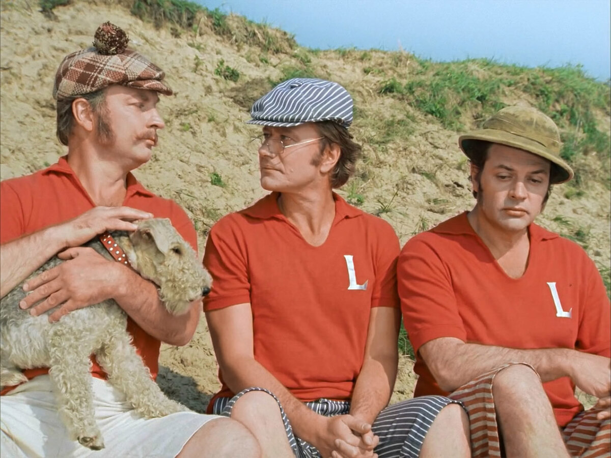 Михаил Державин, Андрей Миронов, Александр Ширвиндт. Кадр из фильма "Трое в лодке, не считая собаки"