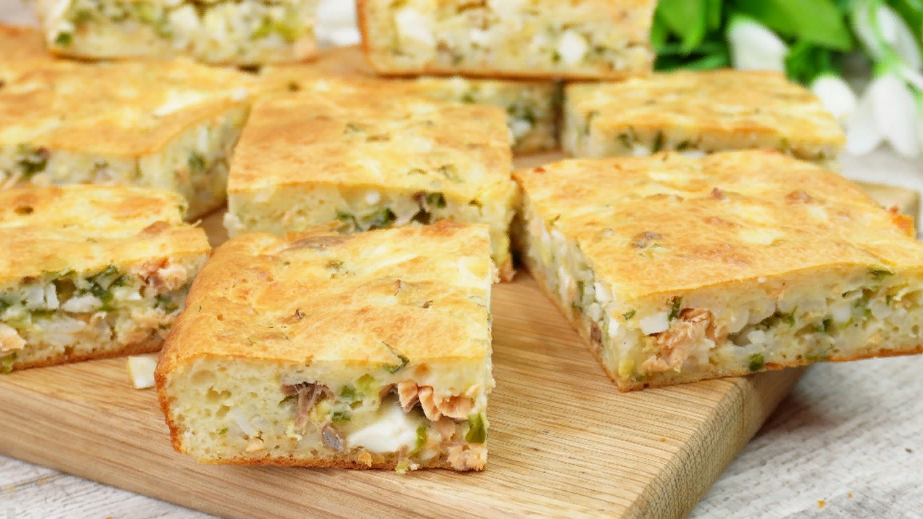 Родные просят готовить этот пирог почаще! Легко! Пирог "Трехминутка" и Лайфхак, чтобы заливной пирог пропекался с любой начинкой