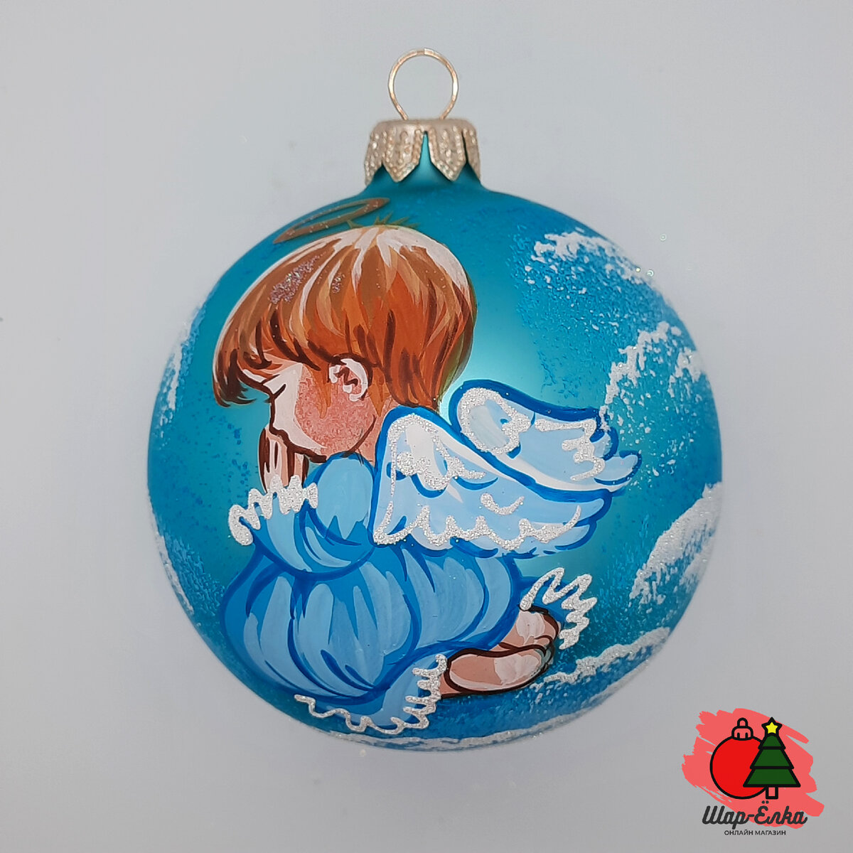 Ёлочный шар 80 мм "Молитва" (Винтажный шар)