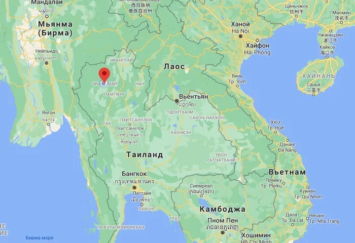 Чиангмай на карте Таиланда