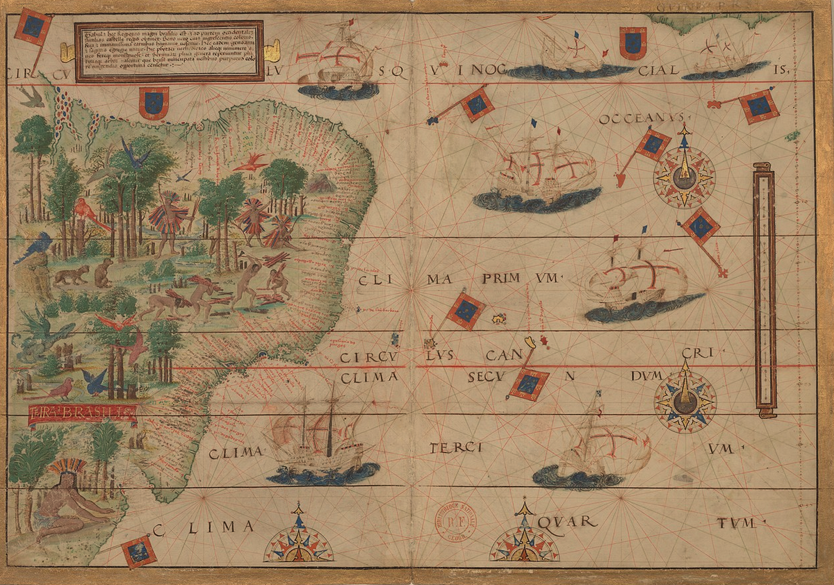 Корабли Ордена Христа плывут к неизведанным берегам. Рисунок 1519 года