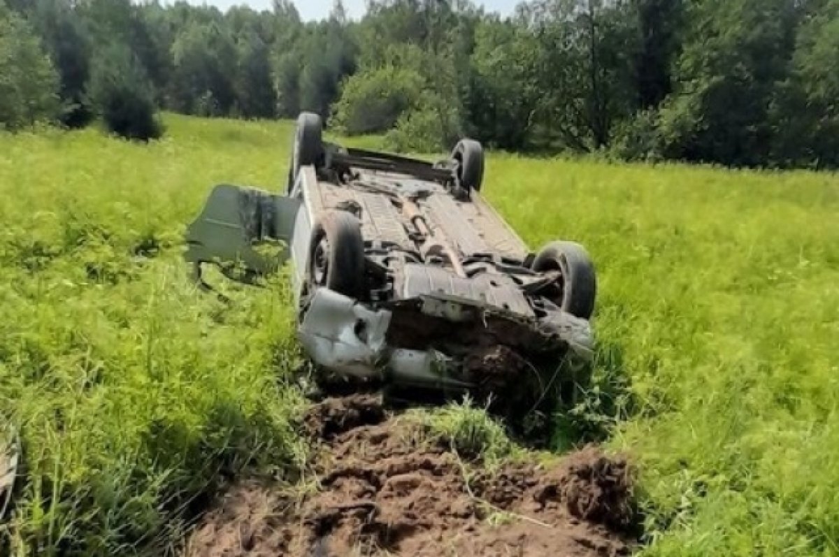    В Тверской области Renault Logan съехал в кювет и перевернулся