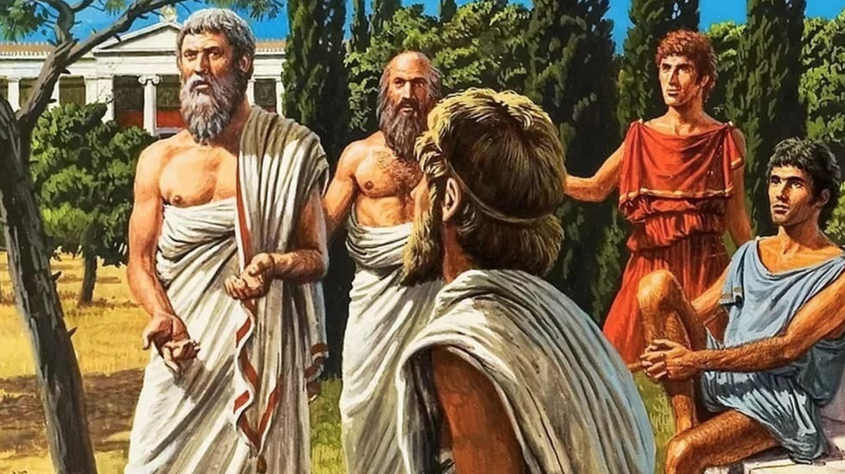 Древнегреческий философ думает о происхождении слова анахронизм :)