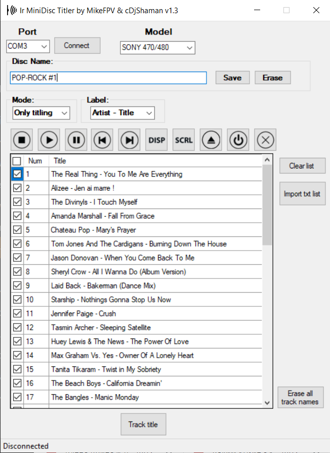 Основное окно тайтлера