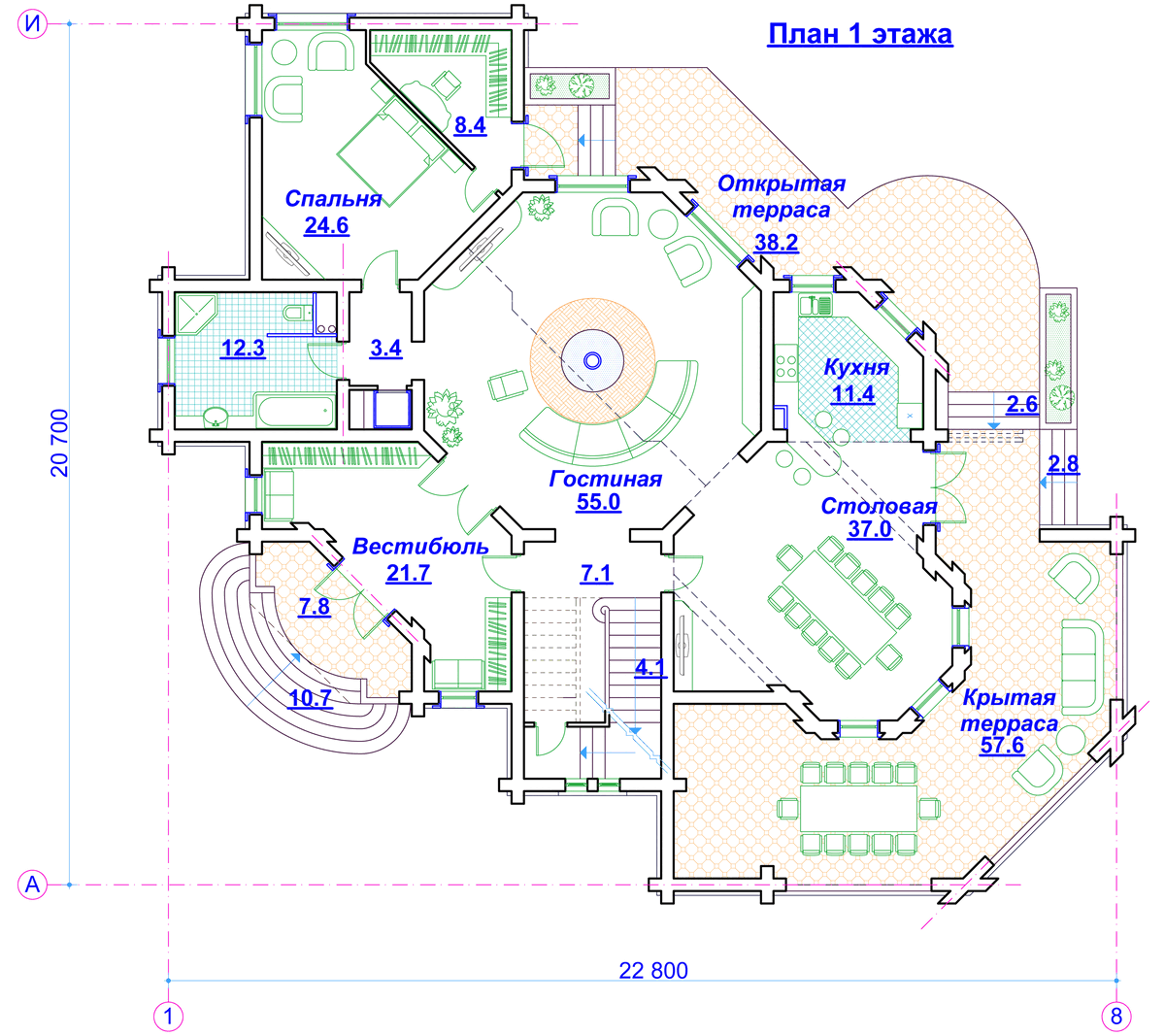 Проект дома с эркерами с мансардой - 89 фото