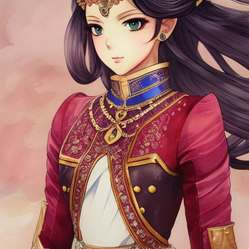 An elegant and proud knight in a magnificent dress , detailed face ,symmetrical face, ideal human,  trending on artstation, anime, watercolour, vibrant, by Akihiko Yoshida