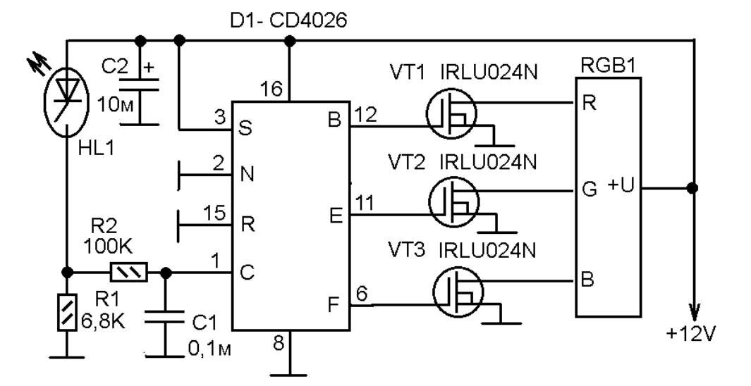 LPT порт и 12 светодиодов