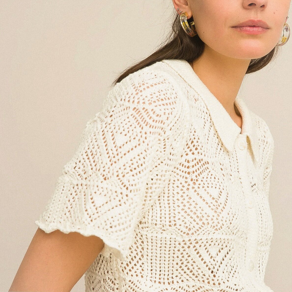 Ажурная кофта на пуговицах Ла Редут