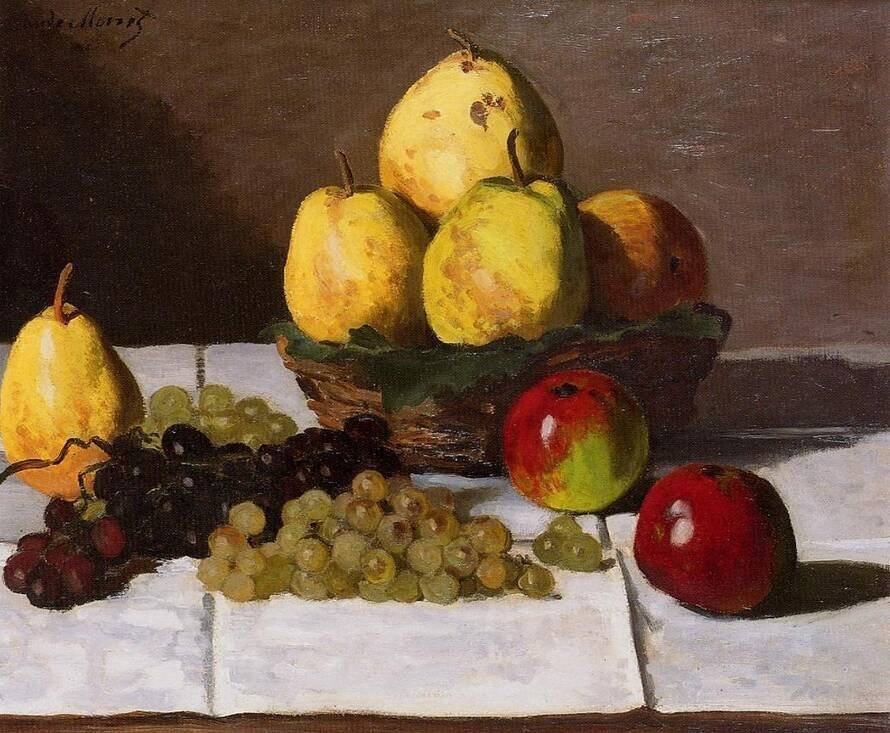 Натюрморт с грушами и виноградом. К. Моне, 1867 год.
