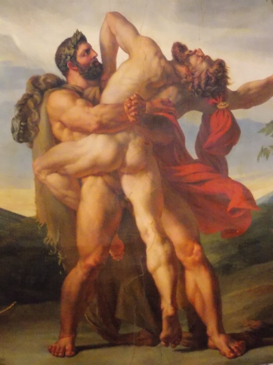 Битва Геракла и Антея. Греческая мифология.