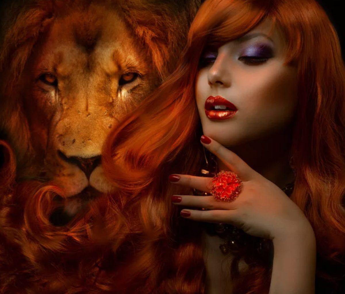 Знак зодиака лев девочки. Женщина львица. Девушка и Лев. Рыжая девочка и Лев. Рыжая девушка со львом.