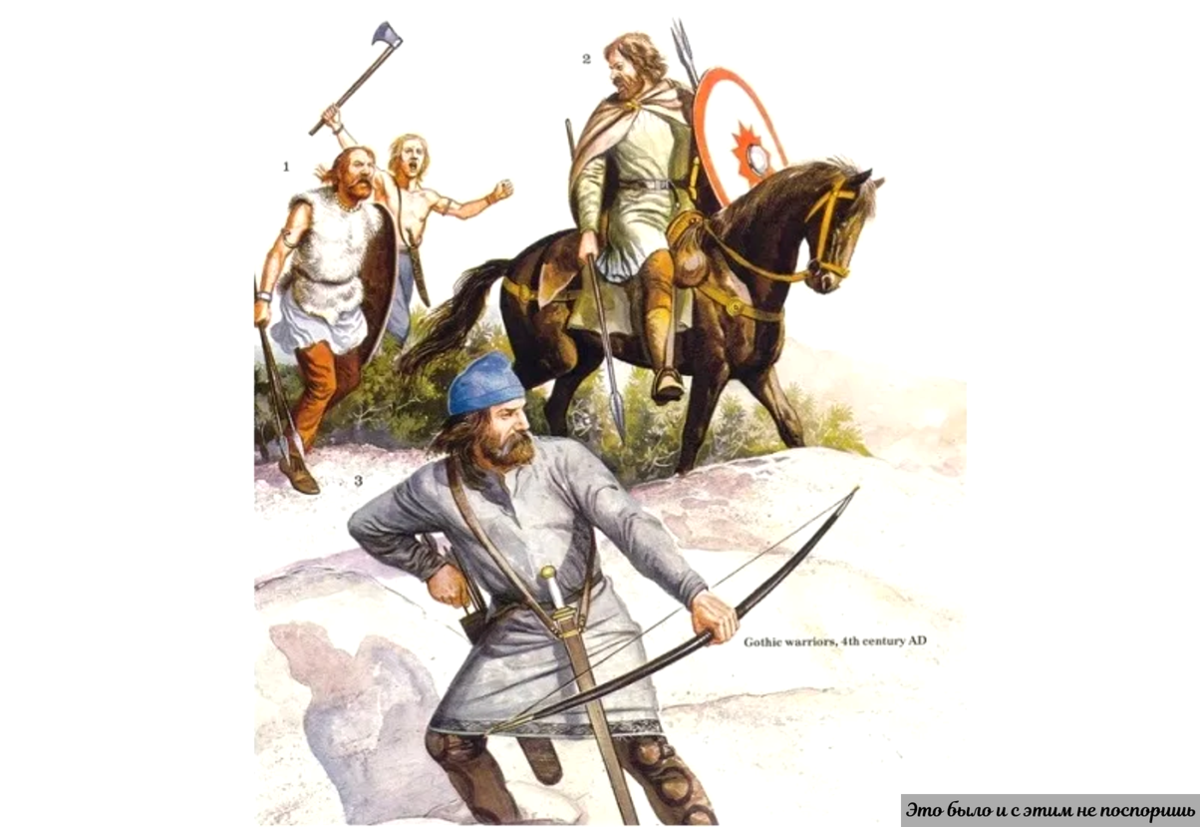 Воины-готы 4 столетия. Источник графической реконструкции – сайт https://clck.ru/34GK3a 