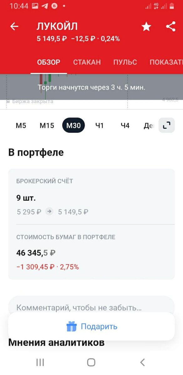 Акции в портфеле
