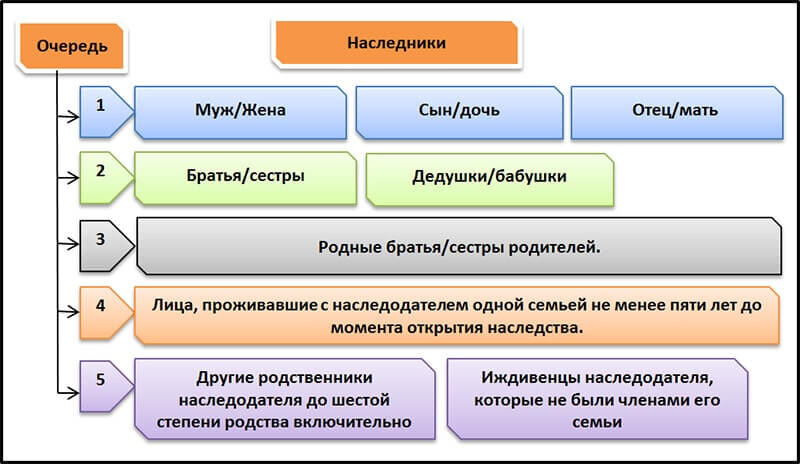 Как распределяется наследство без завещания между родственниками схема 1 очереди