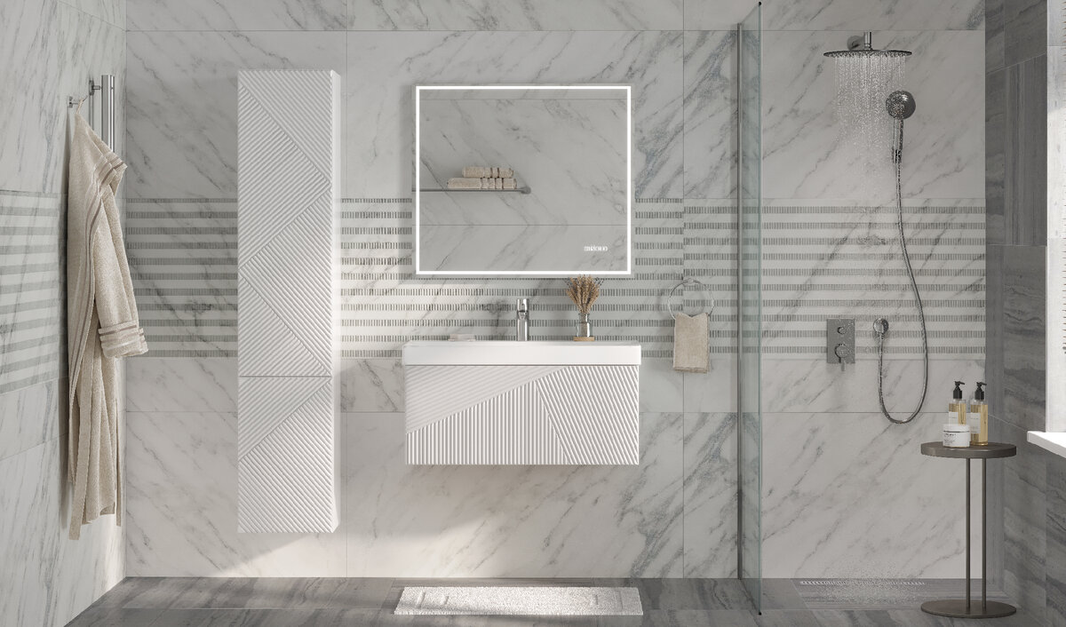 КОМПЛЕКТ МЕБЕЛИ ДЛЯ ВАННОЙ EDGE 80.1Y, ПОДВЕСНОЙ, БЕЛЫЙ