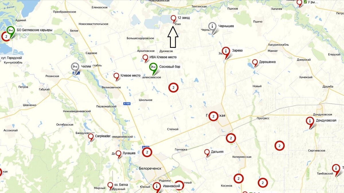 Карта водоемов краснодарского края для рыбалки