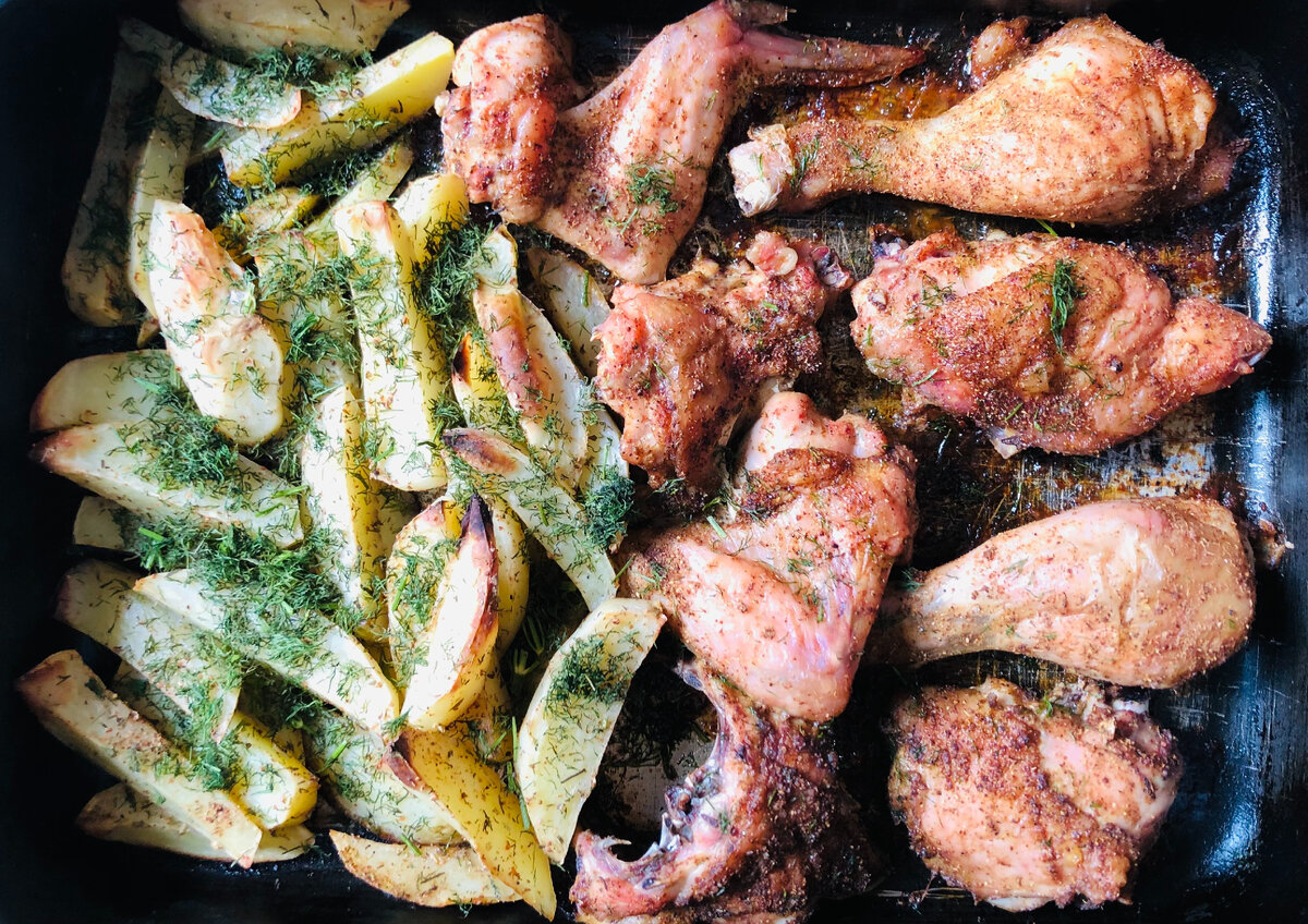 Быстро курица с картошкой.