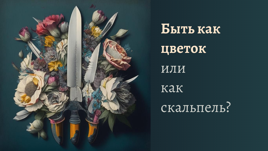 Символы цветка и скальпеля одинаково подходят для описания хорошего профессионала. Но это разные пути