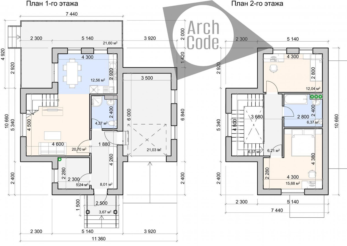 Проект компактного двухэтажного дома «Дэвидсон» | ArchCode | Проектирование  домов | Дзен