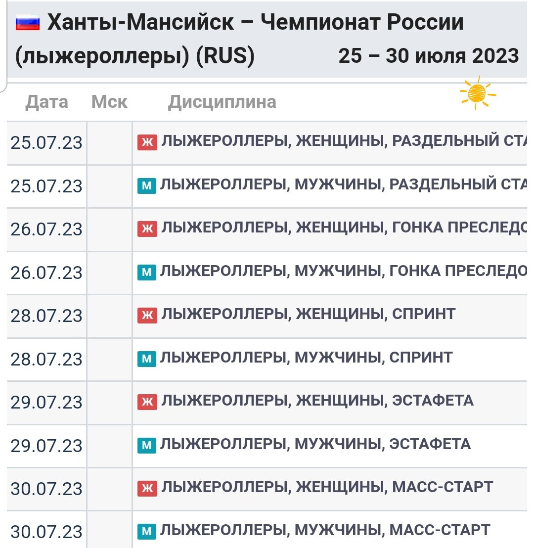 Расписание гонок на ЧР в Хантах 