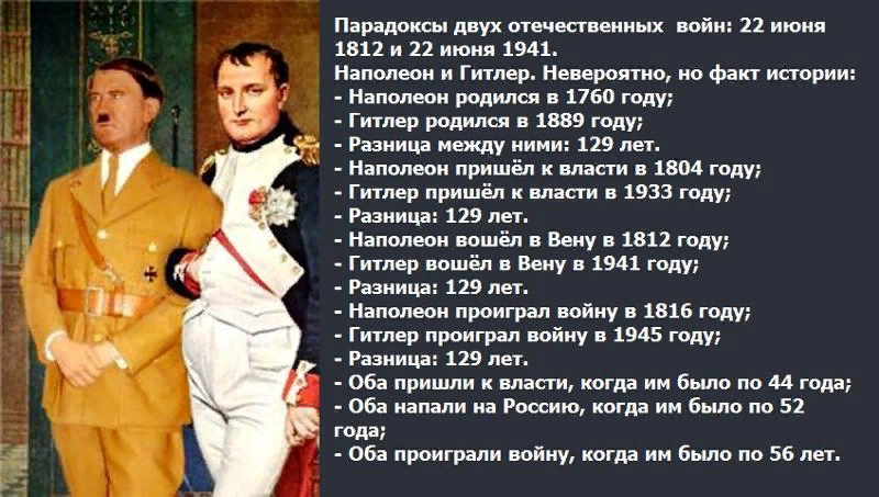 Чья правда. Наполеон Гитлер 129. Наполеон и Гитлер совпадения. Сходство Наполеона и Гитлера. Мистические совпадения Гитлер Наполеон.