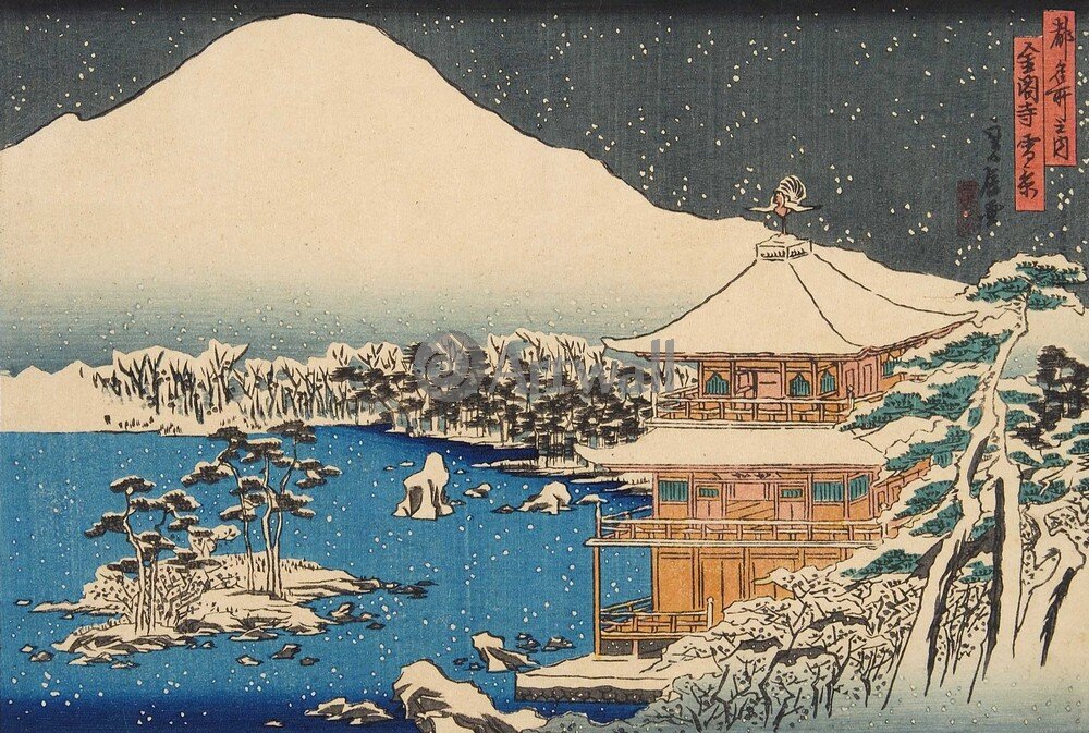 Фото из открытых источников. Японская цветная гравюра, зимний пейзаж